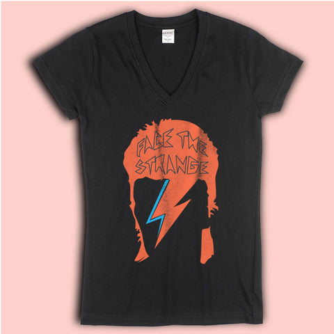 Like David Bowie   Face The Strange Design T Shirt Women'S V Neck