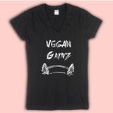 Vegan Veganism Vegan Gains Vegan Vegan Gym Vegan Funny Animal Rights Animal Activist Vegan Apparel Women'S V Neck